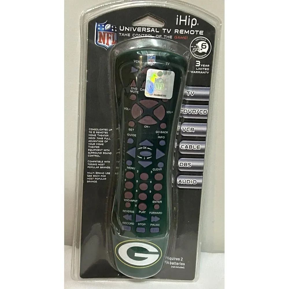IHIP GREEN BAY PACKERS UNIVERSAL TV REMOTE OFFICIALLY LICENSED NFL‎